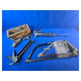 Assorted Tools, Grease Gun, Caulking Gun, Hand Saws Etc.