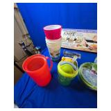 Assorted Dishware, Specialty Glasses, New Bowls, Ice Bin Etc.