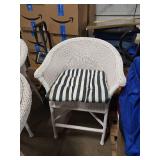 White Wicker Table with glass top and 2 Chairs