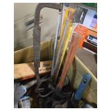Box of misc Tools/ Drill bits/ saw