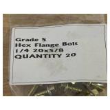 Lot of 100- Grade 5 Hex Flange Bolts 1/4 20x5/8