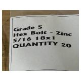 Lot of 40- Grade 5 Hex Bolts- Zinc 5/16 18x1