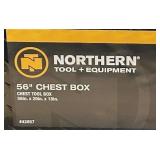 Northern Tool + Equipment Chest Truck Toolbox, 56in. x 20in. x 15.75in. x 18in., Aluminum, Gloss Black, Pull Handle Latches #42057 Msrp $519.99 see description