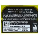 Ryobi P2502VNM ONE+ HP 18V Lithium Ion Cordless 10" Bar Chainsaw Tool Only