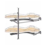 *The Cloud Series 2-Tier Left Blind Corner Optimizer for 15" Minimum Face Frame Opening Width x 24-1/2" to 30-5/16" Height, Light Brown Maple/Chrome Msrp $573.13