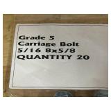 Lot of 20- Grade 5 Carriage Bolts with 20 Hex Locking Nuts and 40 Flat 5/16 Washers