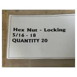 Lot of 20- Grade 5 Carriage Bolts with 20 Hex Locking Nuts and 40 Flat 5/16 Washers