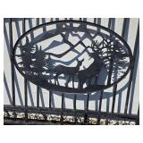 Wrought Iron Gate with Deer Silhouette Oval Medallion - Outdoor Fence Panel