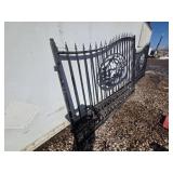 Wrought Iron Gate with Deer Silhouette Oval Medallion - Outdoor Fence Panel