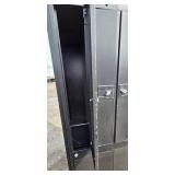Tall Black Steel Locker Cabinet - 8-Door Industrial Storage, 32 in Wide
