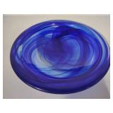 Kosta Boda Blue Swirl Glass Serving Bowl