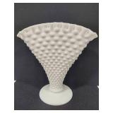 Fenton Milk Glass Hobnail Fan Vase