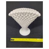 Fenton Milk Glass Hobnail Fan Vase