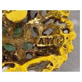 Stamped Arthur Pepper (ART) Moonglass Brooch & Earrings Set