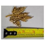 Stamped Nolan Miller Autumn Leaf Crystal Brooch