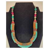 Tibetian Style Necklace Featuring Turquoise & Corals