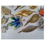 Large Lot of Leaf Brooches