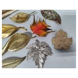 Large Lot of Leaf Brooches