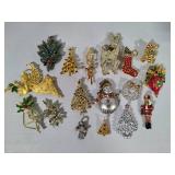 Assorted Christmas/Holiday Brooches - Many Stamped