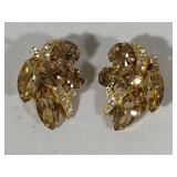 Eisenberg Ice Champagne Faux Rhinestone Clip Earrings