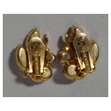 Eisenberg Ice Champagne Faux Rhinestone Clip Earrings