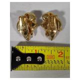 Eisenberg Ice Champagne Faux Rhinestone Clip Earrings