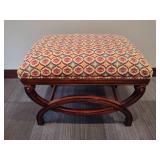 Carved Wood Upholstered Bench