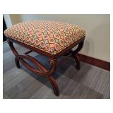 Carved Wood Upholstered Bench