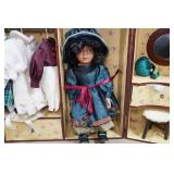 Vintage 1980s Cracker Barrel Porcelain Doll Wardrobe Trunk