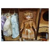 Vintage 1980s Cracker Barrel Porcelain Doll Wardrobe Trunk