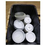 Tote of Miscellaneous Dishes