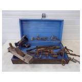 Vintage Tools with Wood Tool Box,