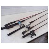 6 Fishing Rods and 3 Reels