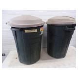 Pair of 32 Gallon Garbage Cans
