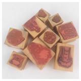 Rubber Stamp Set - Wooden Irish Themed Shamrocks Leprechaun & Pots of Gold