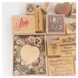 Valentine Rubber Stamp Collection - Hearts, Love & Quotes on Wood Blocks