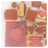 Valentine Rubber Stamp Collection - Hearts, Love & Quotes on Wood Blocks