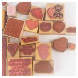 Valentine Rubber Stamp Collection - Hearts, Love & Quotes on Wood Blocks