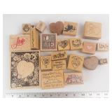 Valentine Rubber Stamp Collection - Hearts, Love & Quotes on Wood Blocks