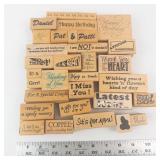 Wooden Rubber Stamp Set - Assorted Quote Blocks for Cards & Crafts