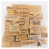 Wooden Rubber Stamp Set - Assorted Quote Blocks for Cards & Crafts