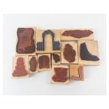 Decorative Rubber Stamp Blocks - Floral & Frame Designs on Wood Blocks Collection