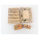 Music Note Stamp Set - Sheet Music, Treble Clef & Guitar Border (Wood Blocks)