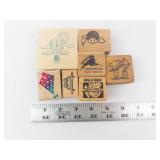 Assorted Wooden Rubber Stamps - Vintage Kid Motifs