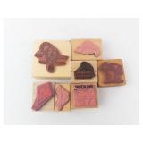 Assorted Wooden Rubber Stamps - Vintage Kid Motifs