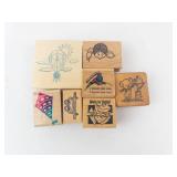 Assorted Wooden Rubber Stamps - Vintage Kid Motifs