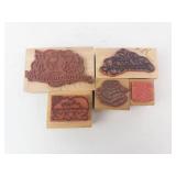 Rubber Stamp Set on Wood Blocks - 60th Wedding Anniversary & Happy Anniversary, 6-Piece