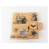 Halloween Rubber Stamp Set - Wood Blocks (Lot of 9)