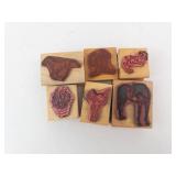 Wooden Rubber Stamp Blocks Set - Western Theme (Horse, Boots, Howdy) (Lot of 6)