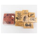 Fly Fishing Rubber Stamp Set - 16 Teeny Weeny Stamps - Personal Stamp Exchange